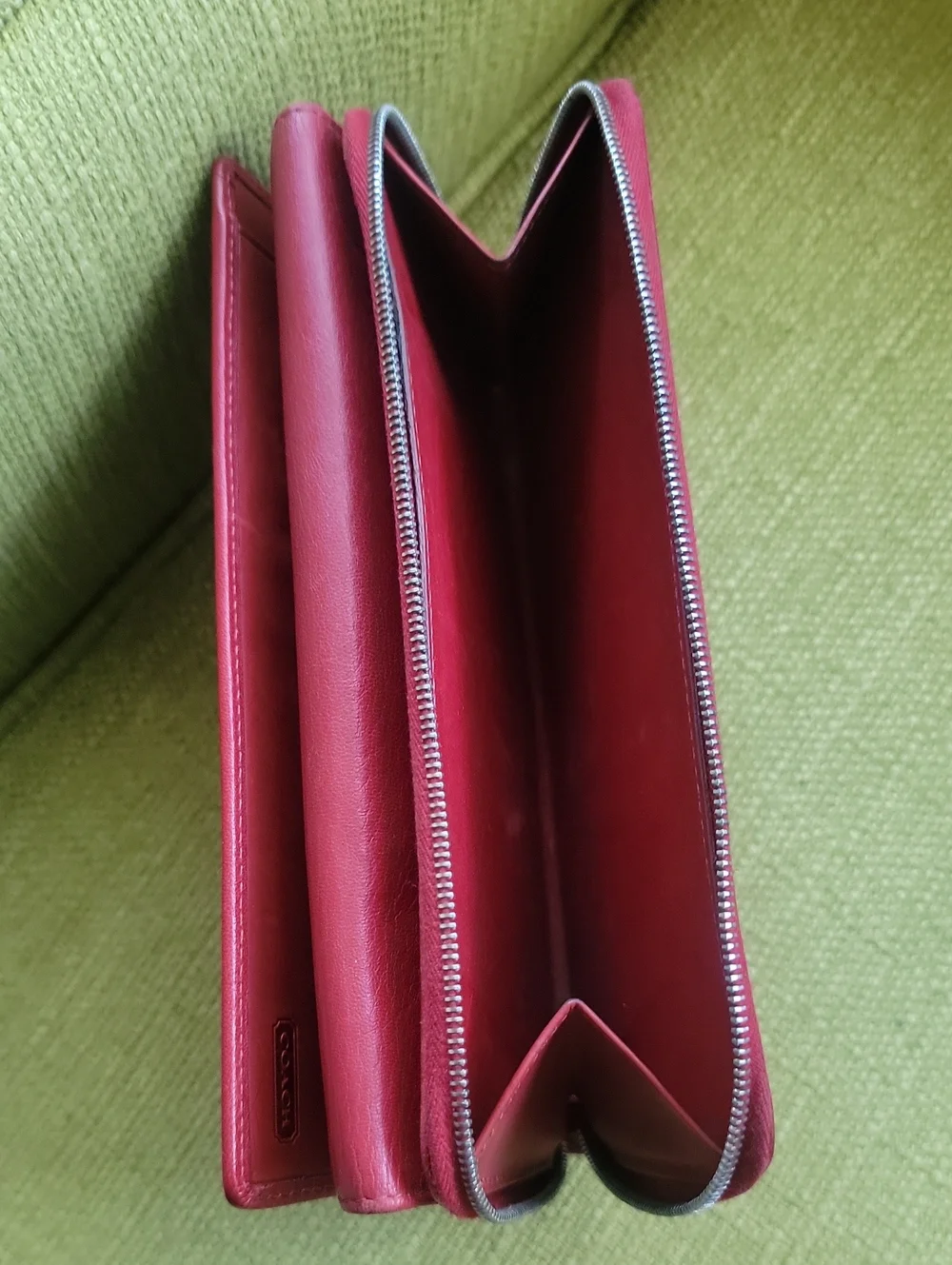 Coach Red Leather Zip Wallet